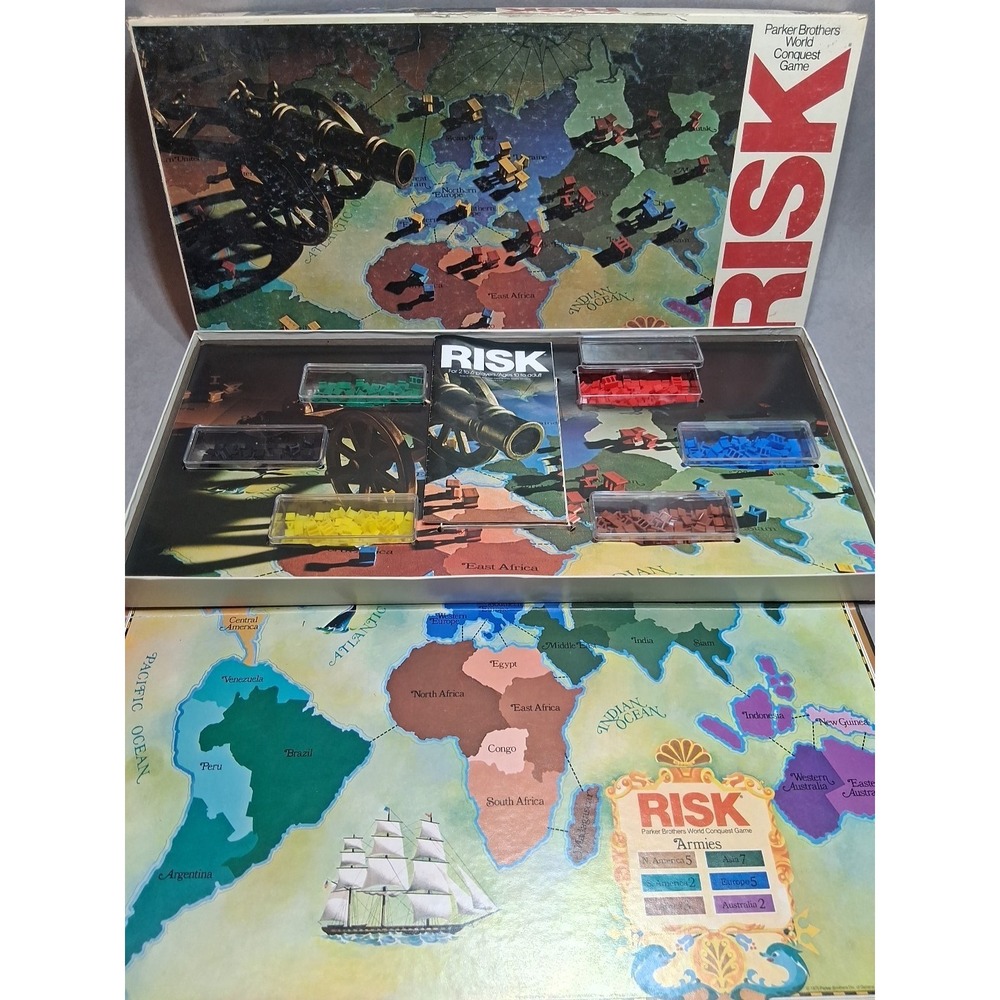 Parker Brothers Risk Board Game 1975 Classic, No. 44, Vintage, Complete Set